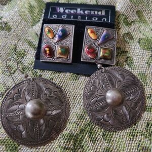 Weekend Edition Silver and Multicolor Earrings 2 Pair